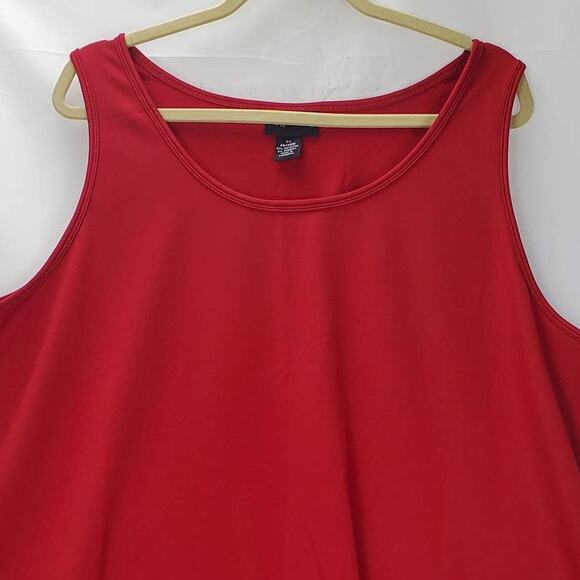 Maggie Barnes Stretch Red Top Plus Size 3X Stretch Holiday Party Layering Shirt - Picture 2 of 5